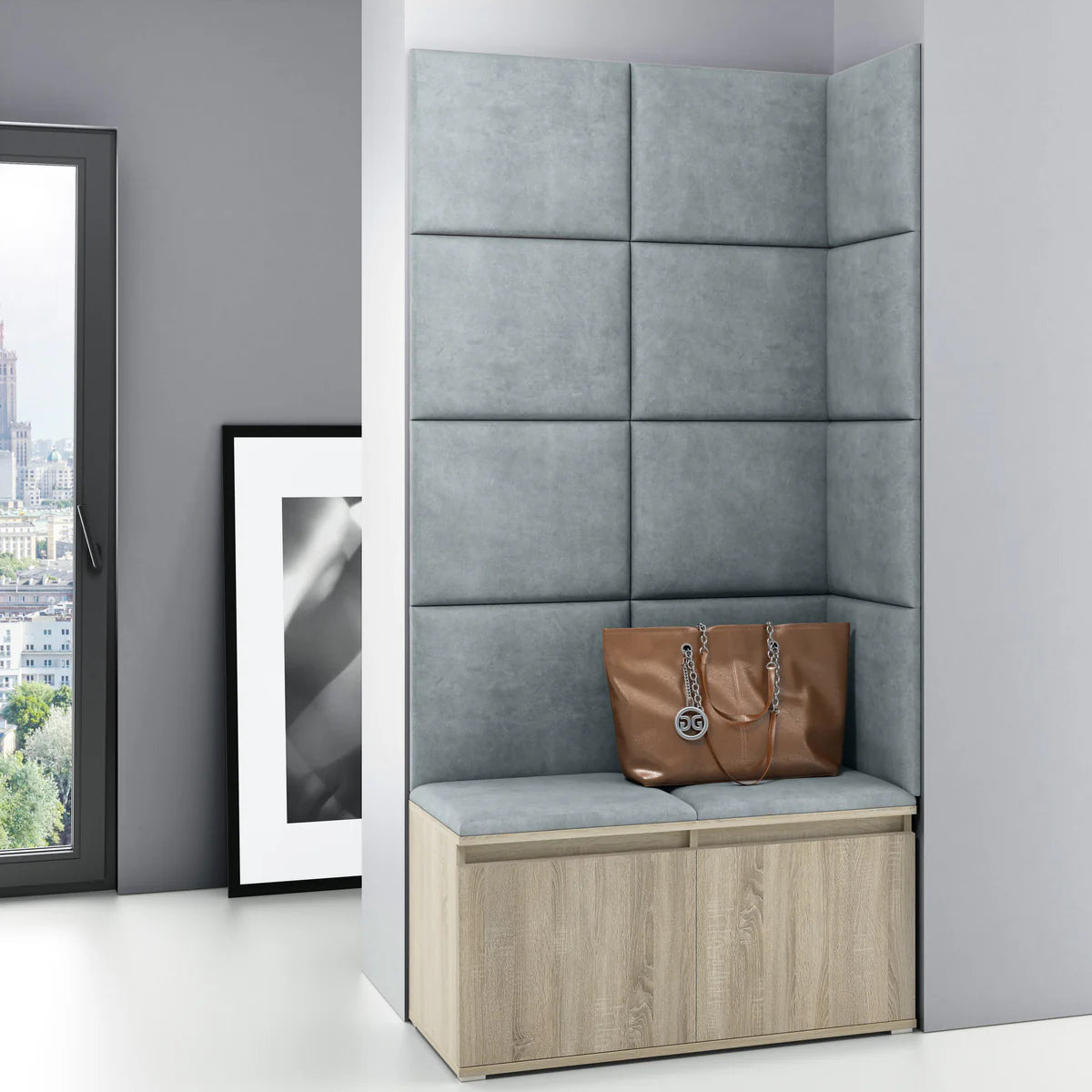 PK Emi 2 Hallway Wardrobe Sonoma - Upholstered Panels in Various Colours
