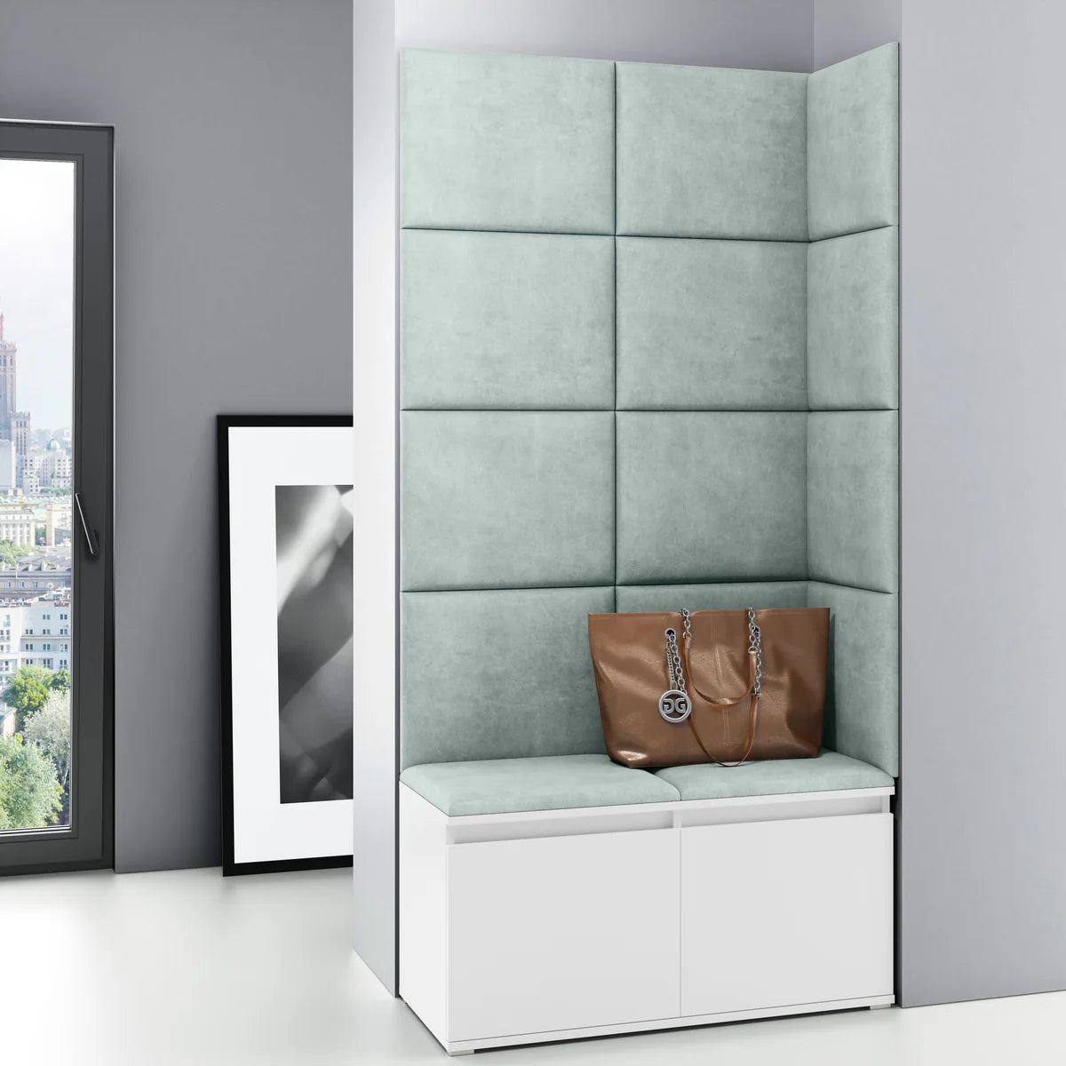 PK Emi 2 Hallway Wardrobe White - Upholstered Panels in Various Colours
