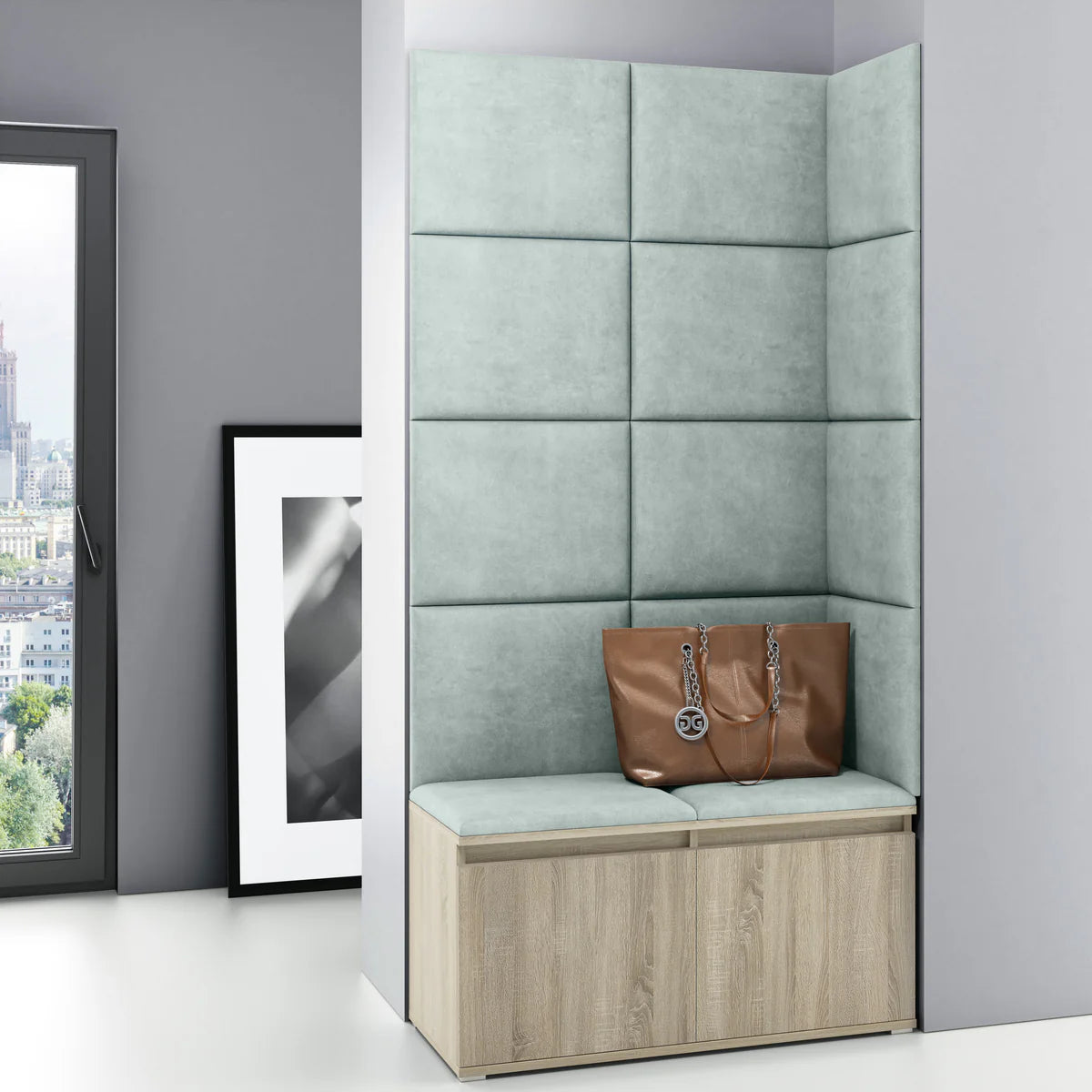 PK Emi 2 Hallway Wardrobe Sonoma - Upholstered Panels in Various Colours