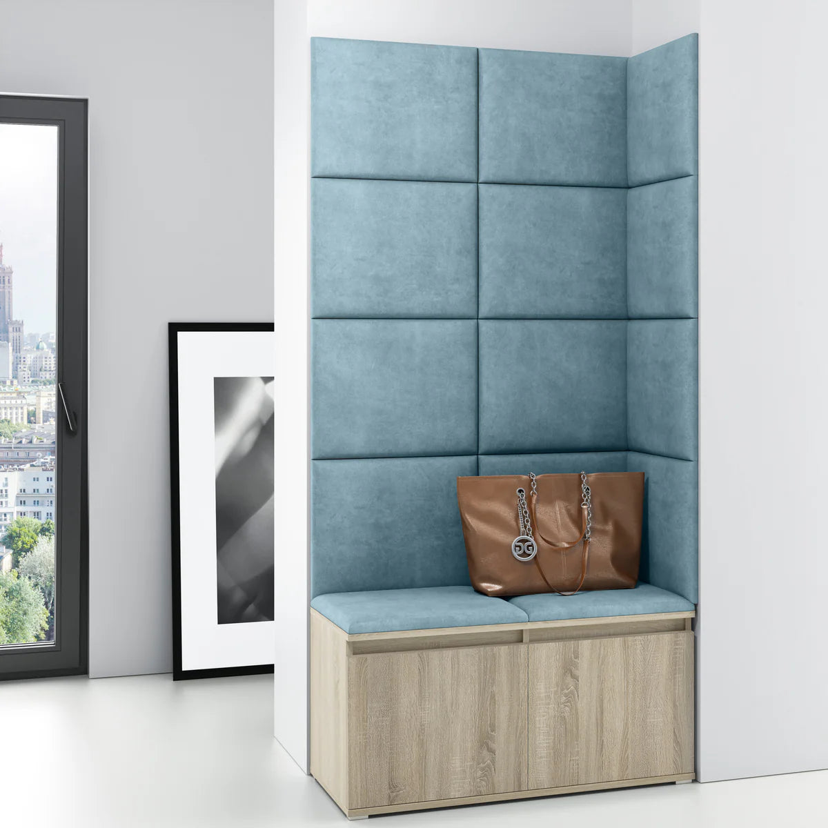 PK Emi 2 Hallway Wardrobe Sonoma - Upholstered Panels in Various Colours