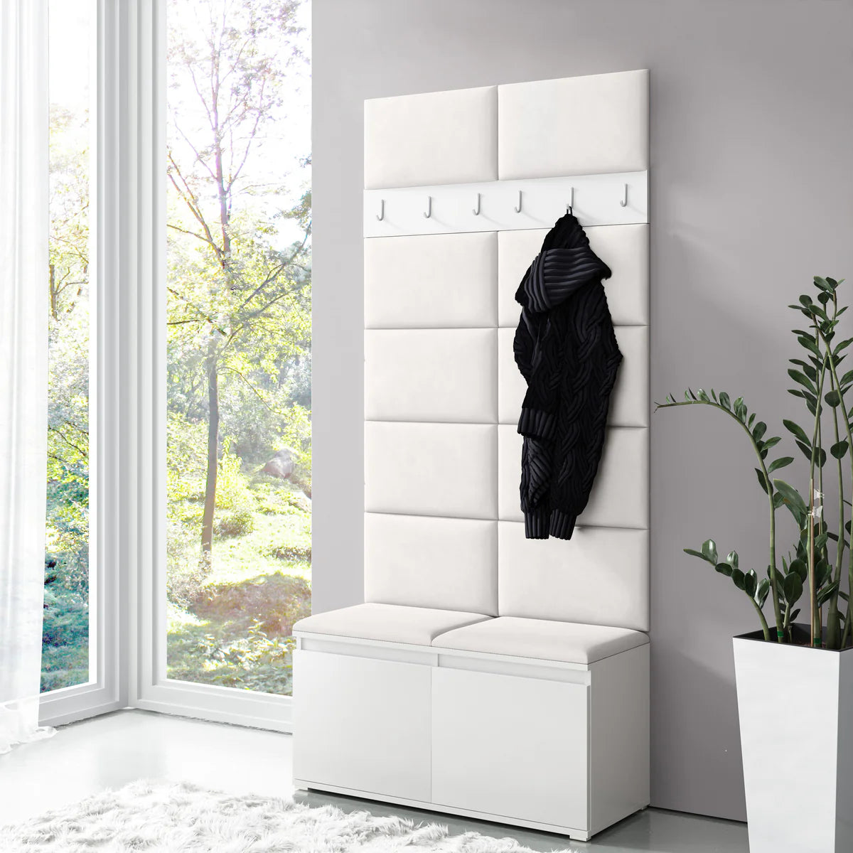 PK Emi 1 Hallway Wardrobe White - Upholstered Panels in Various Colours