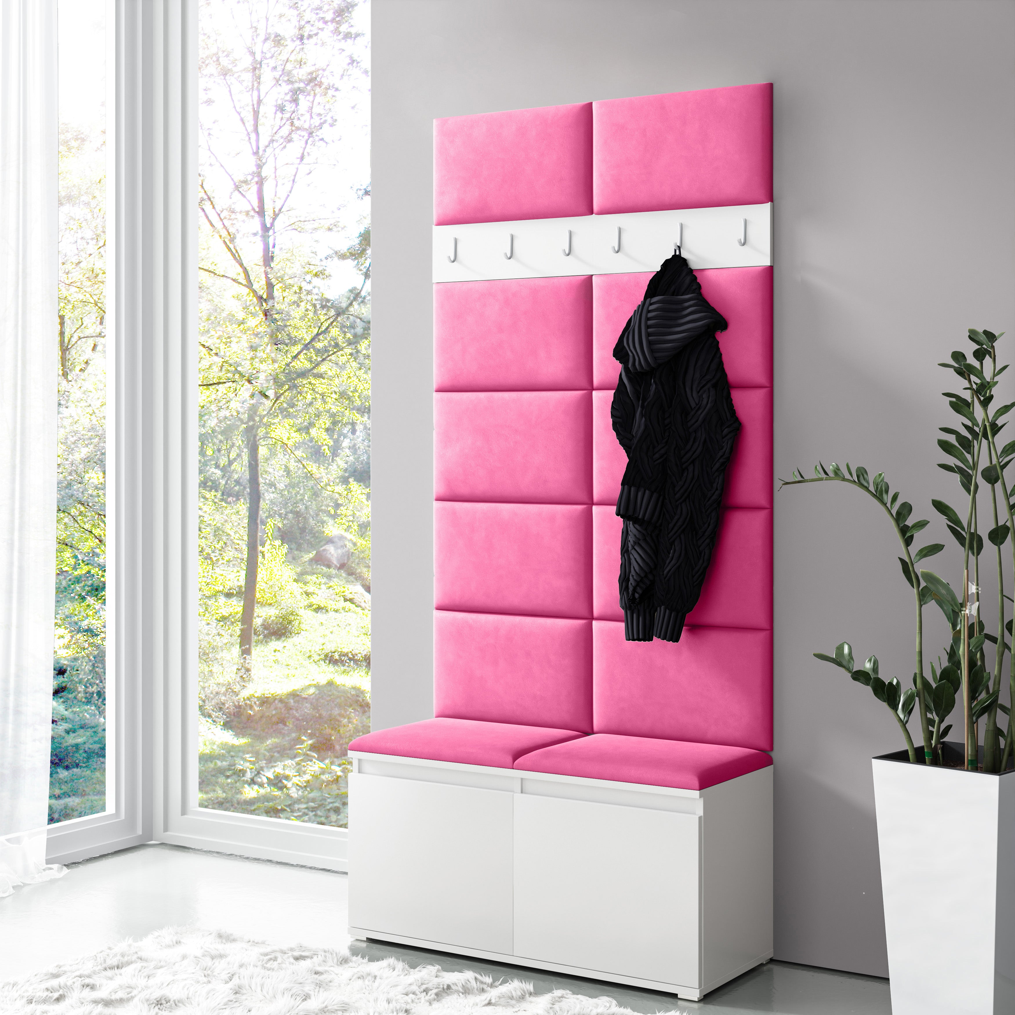 PK Emi 1 Hallway Wardrobe White - Pink