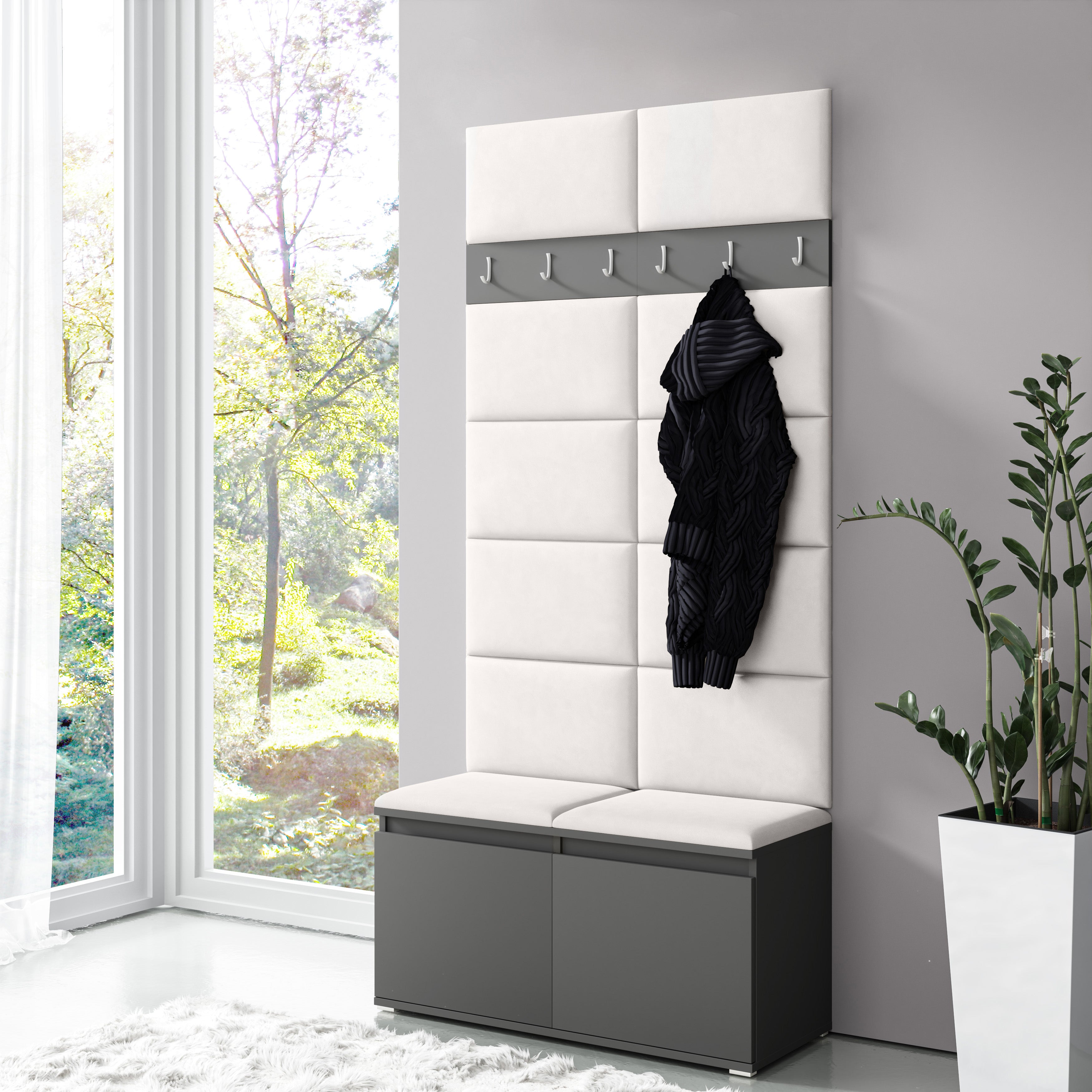 PK Emi 1 Hallway Wardrobe Graphite - Cream