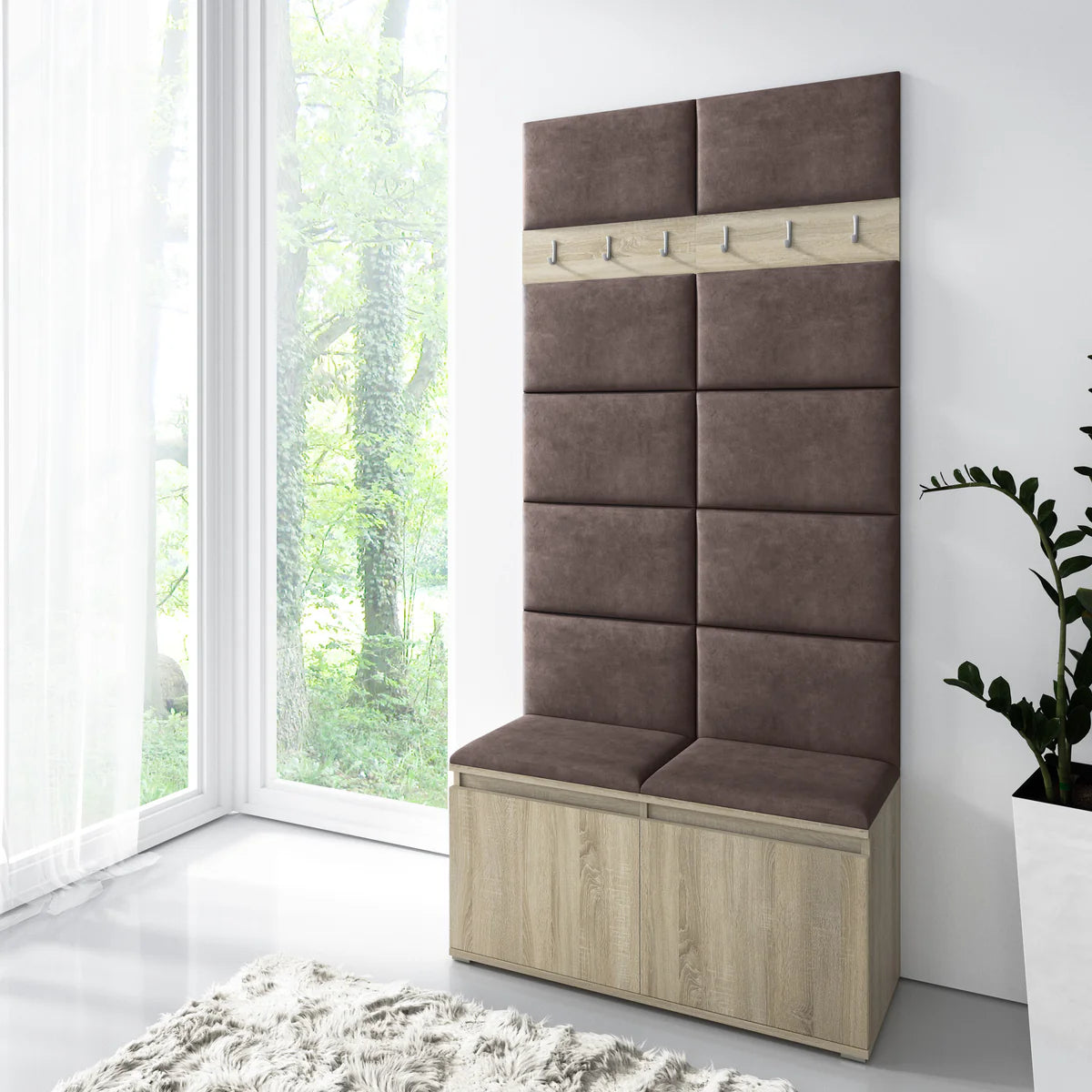 PK Emi 1 Hallway Wardrobe Sonoma - Upholstered Panels in Various Colours