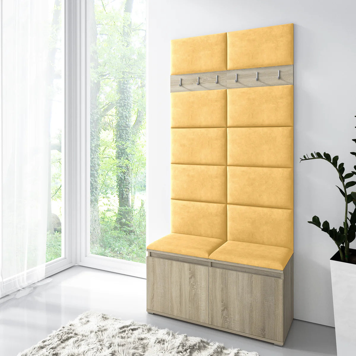 PK Emi 1 Hallway Wardrobe Sonoma - Upholstered Panels in Various Colours