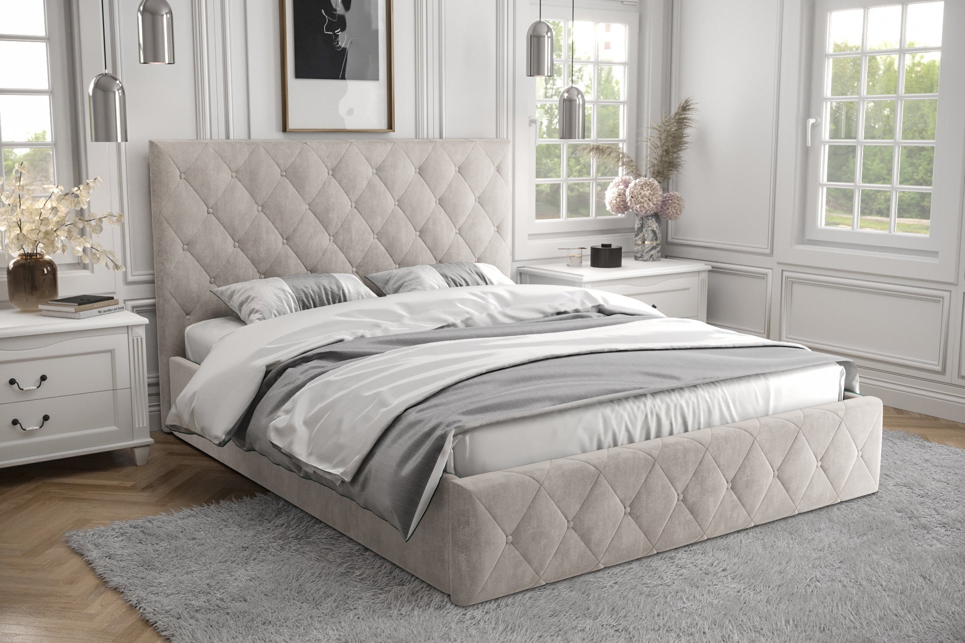 G-Rome Upholstered Bed with Gas Lift Storage