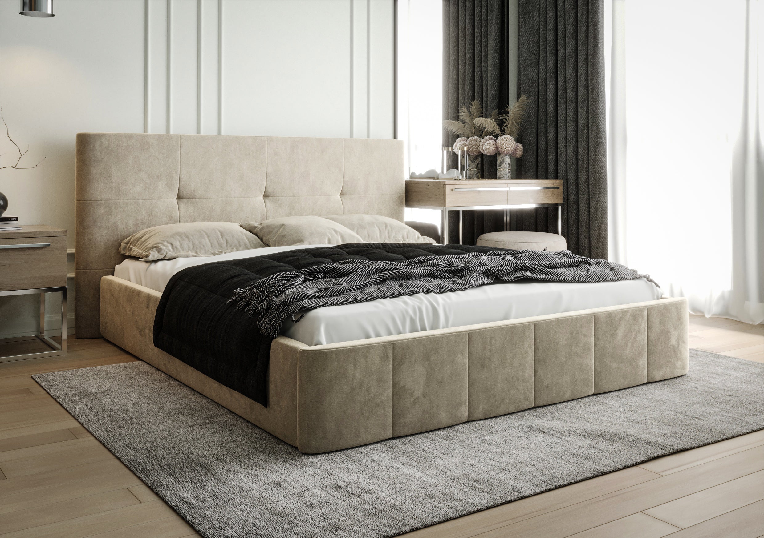 G-Venti Upholstered Bed with Metal Frame