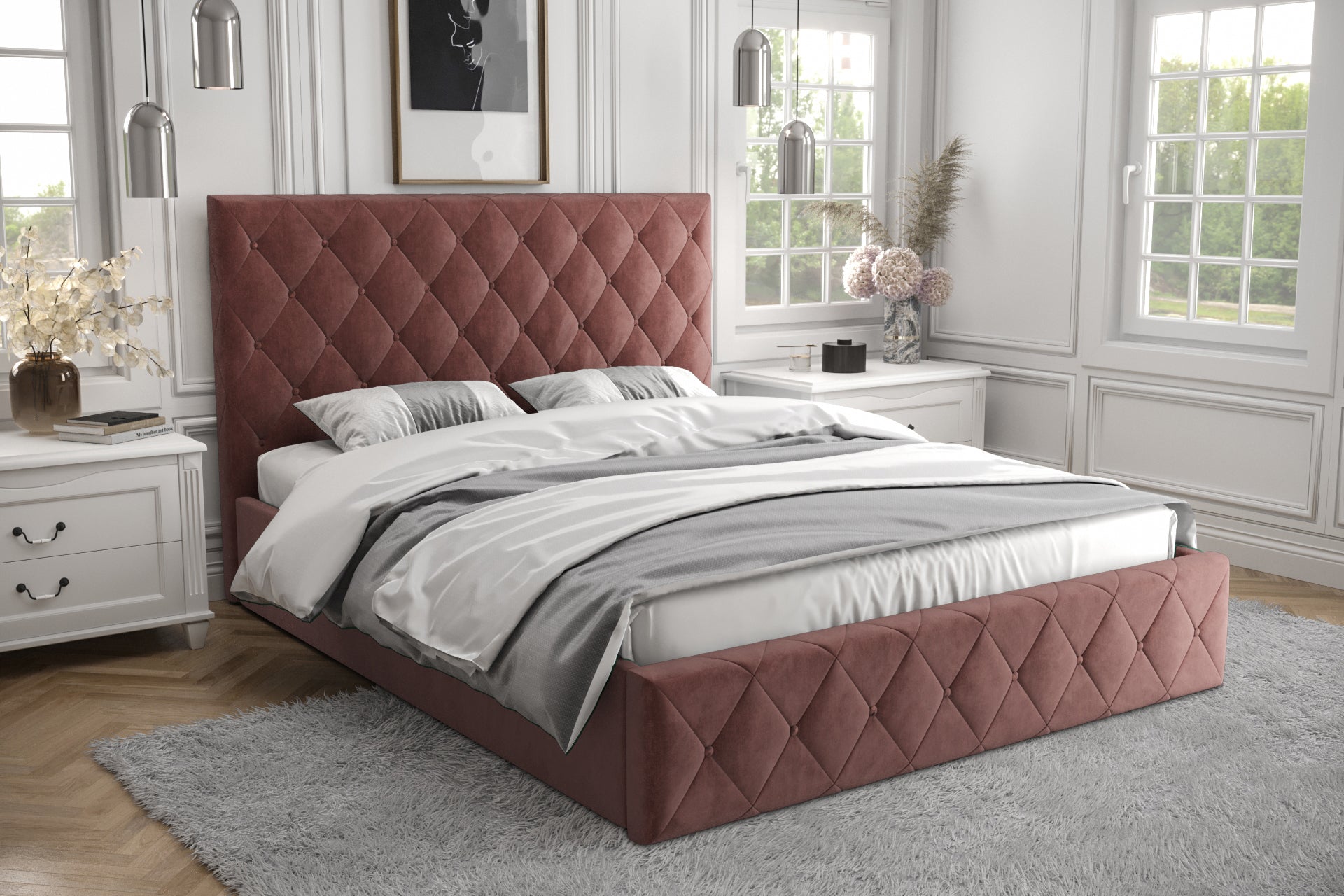 G-Rome Upholstered Bed with Gas Lift Storage