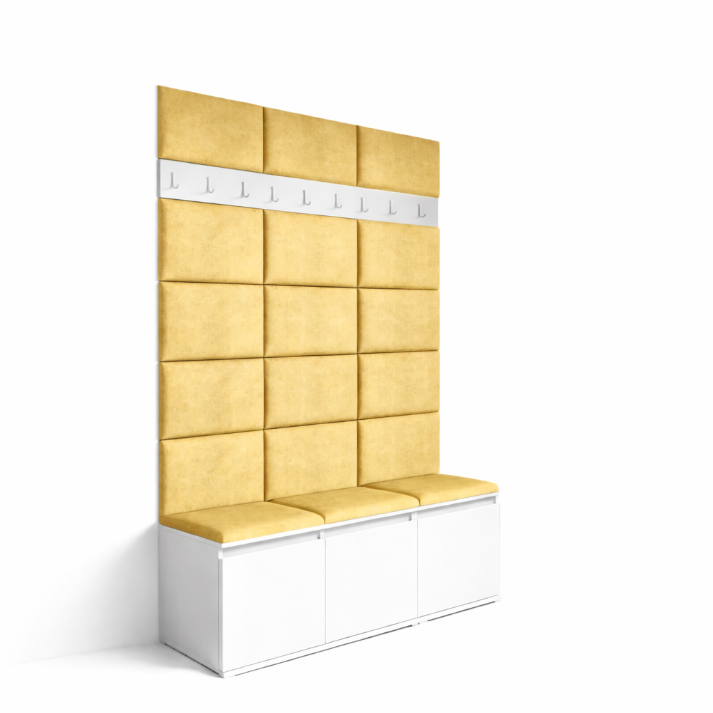 PK Emi 6 Hallway Wardrobe White - Upholstered Panels in Various Colours