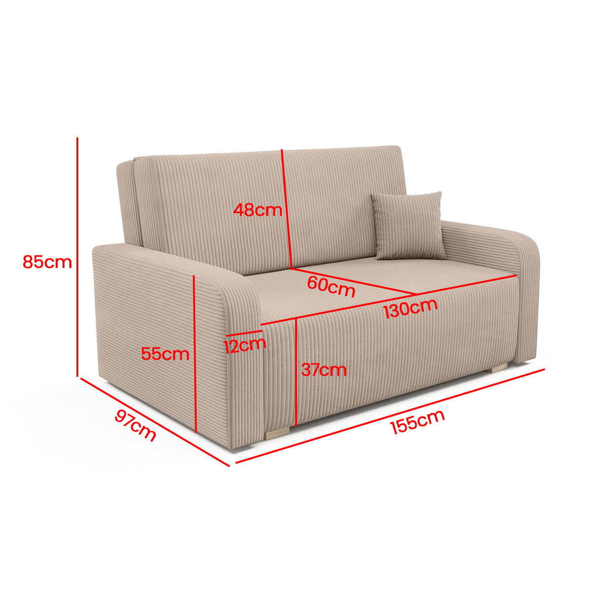 Ness III Sofa Bed – 3-Seater with Storage-130 cm