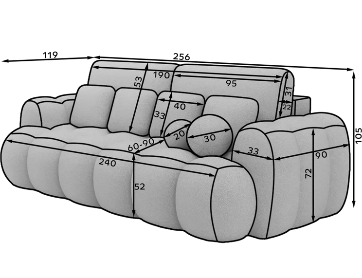 Eltap Cotonn Sofa Bed with Storage – 256 x 119 cm