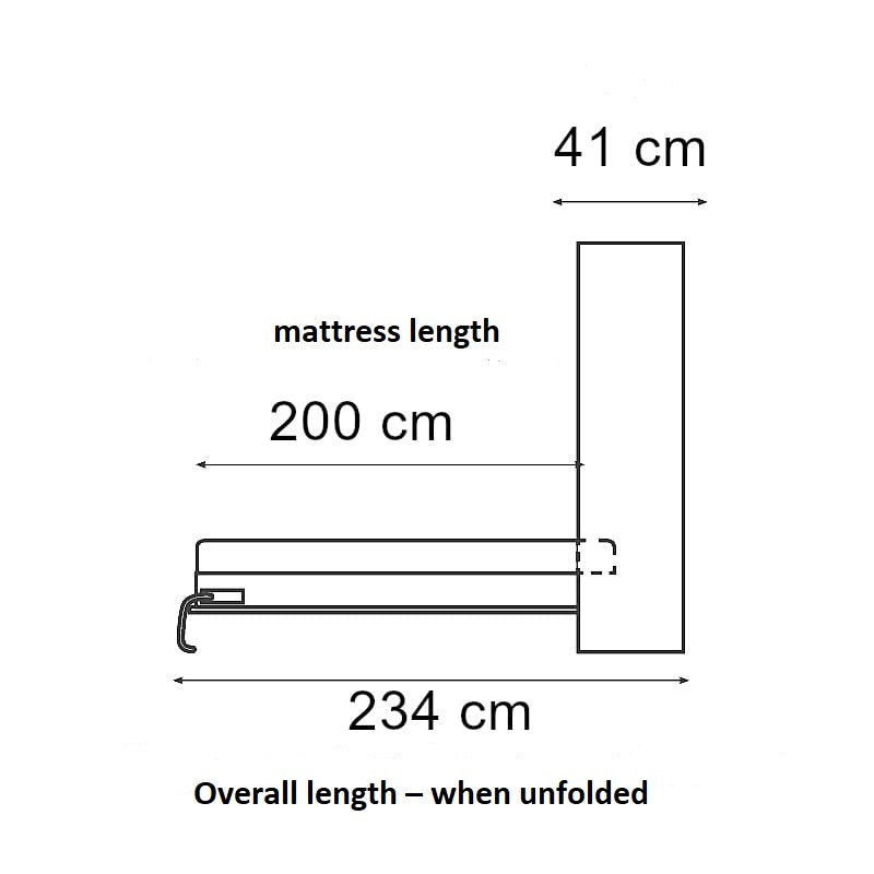 Customizable Murphy Bed Basic Furniture Set White Matt 90, 120, 140 x 200 cm