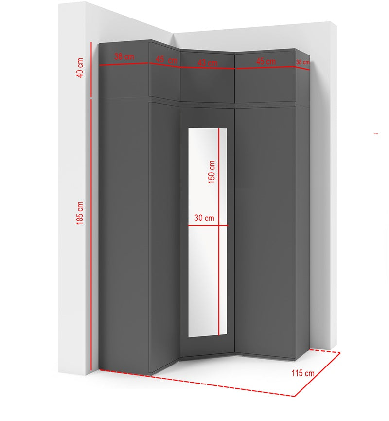 PK Emi 41 Hallway Wardrobe White/ Sonoma Oak/Graphite/Aristan Oak-Black