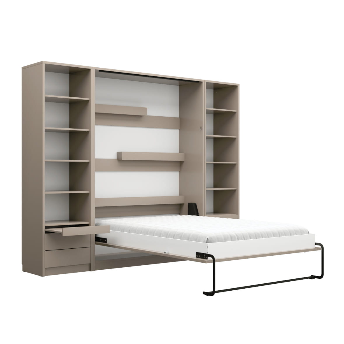 Genius Vertical Murphy Bed with Desk & Wardrobes – with 120 cm Mattress