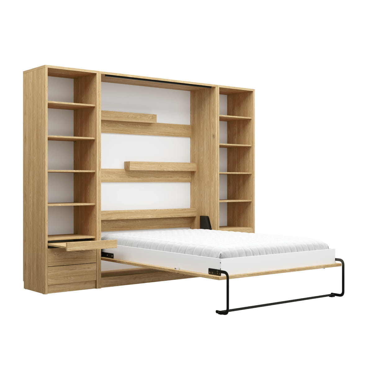 Genius Vertical Murphy Bed with Desk & Wardrobes – with 120 cm Mattress