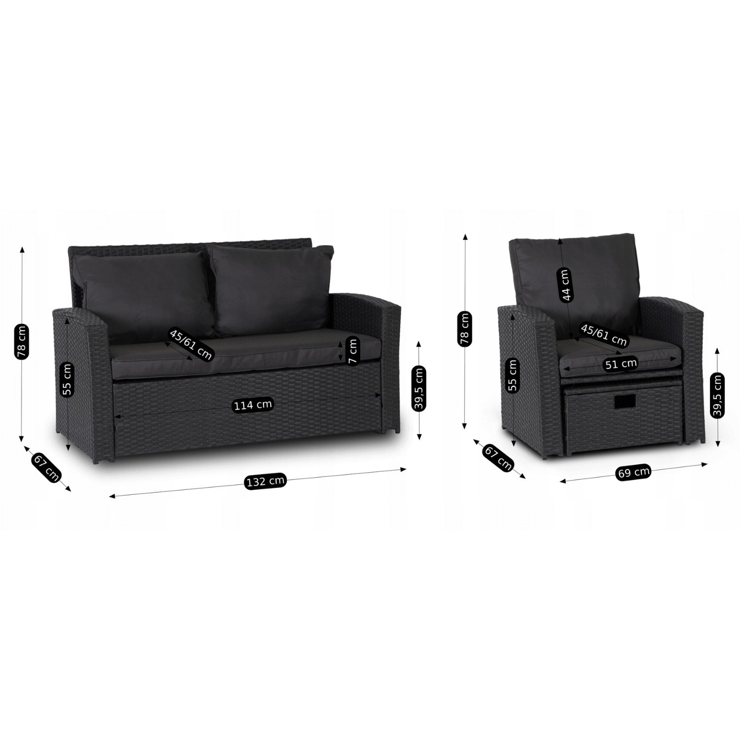Elite FLORYDA Outdoor Furniture Set – Dark Gray