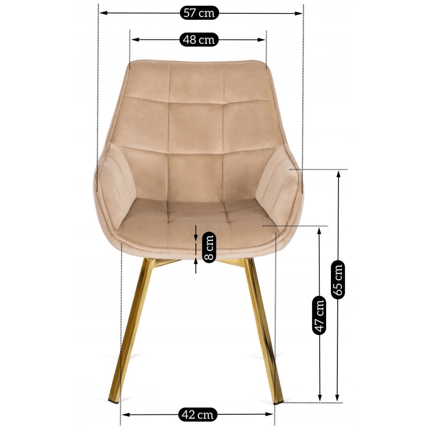 Elite TINGA Dining Set – 100 cm White Marble/Gold Table & 4 MIA Beige Chairs