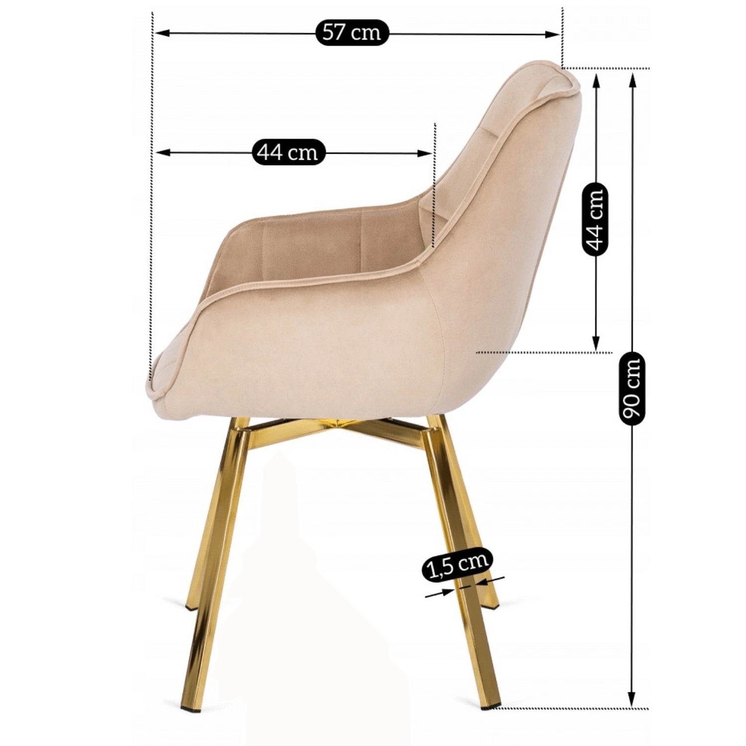 Elite TINGA Dining Set – 100 cm White Marble/Gold Table & 4 MIA Beige Chairs