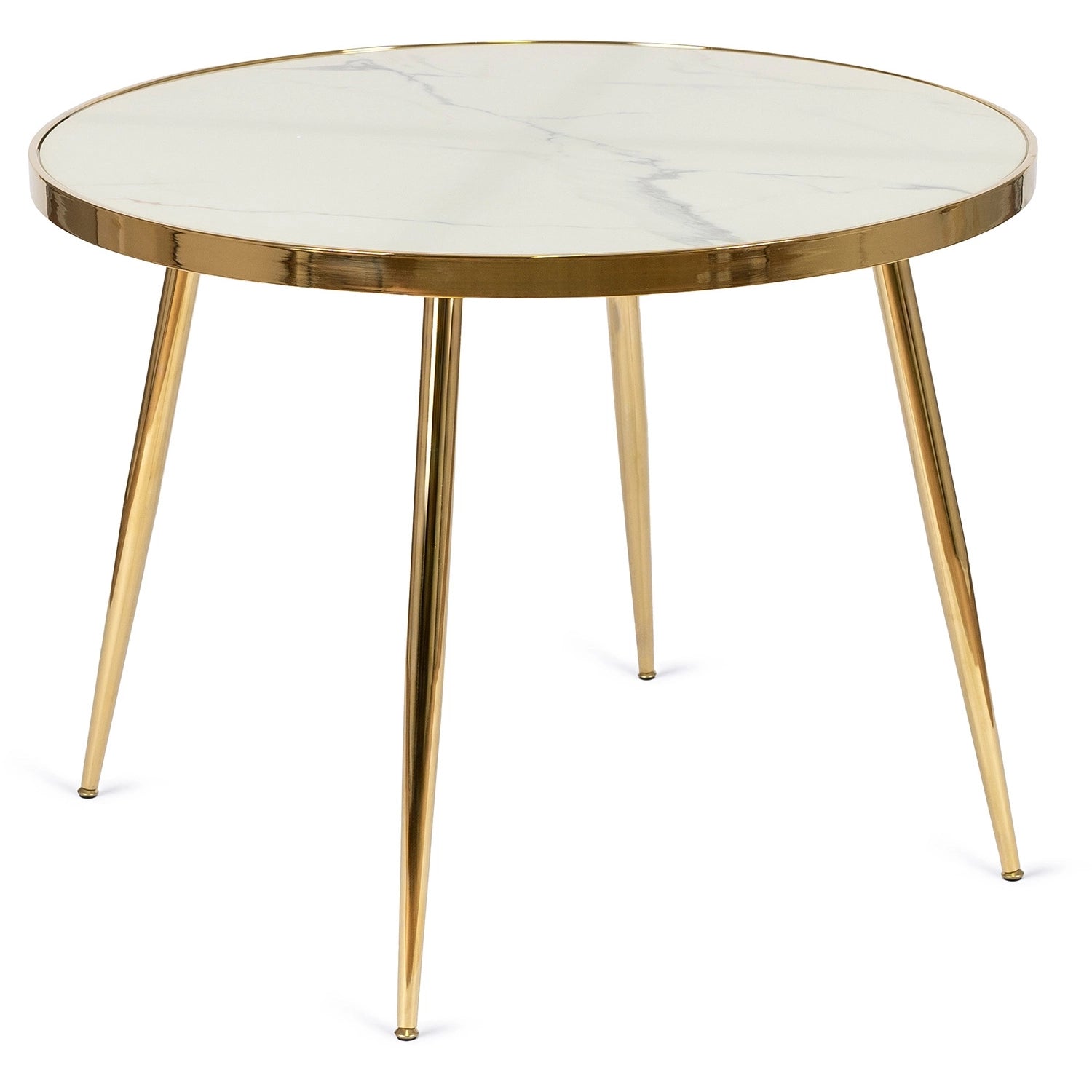 Elite TINGA Dining Set – 100 cm White Marble/Gold Table & 4 MIA Beige Chairs