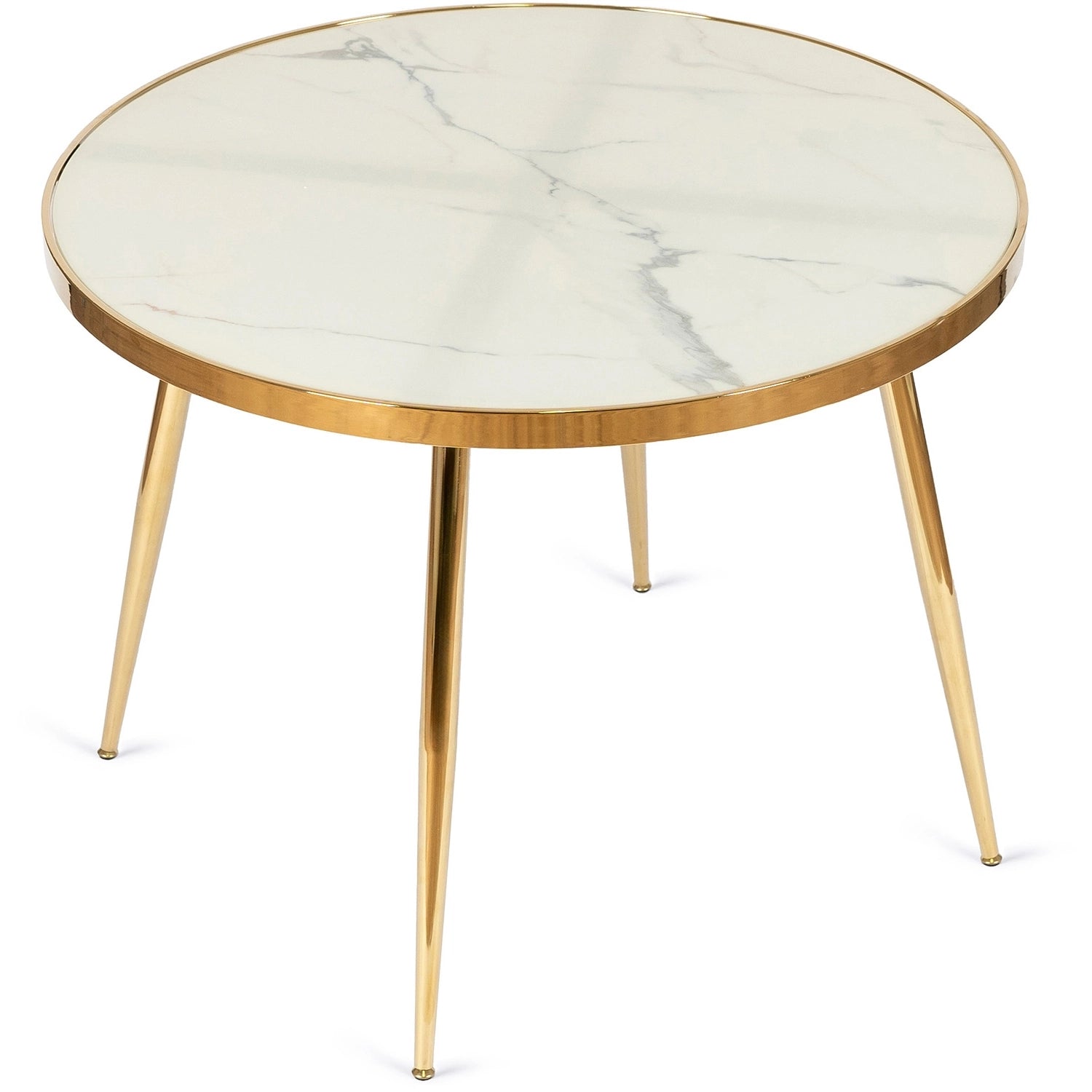 Elite TINGA Dining Set – 100 cm White Marble/Gold Table & 4 MIA Beige Chairs