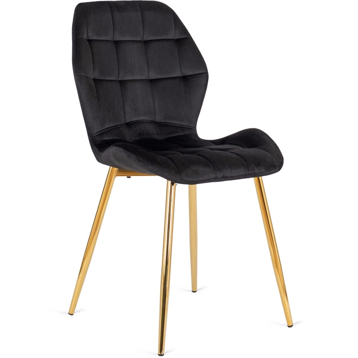 Elite TINGA Dining Set – 100 cm Black/Gold Table & 4 LUCKY Black Velvet Chairs