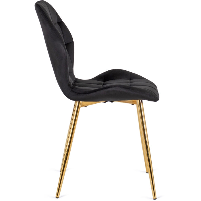 Elite TINGA Dining Set – 100 cm Black/Gold Table & 4 LUCKY Black Velvet Chairs