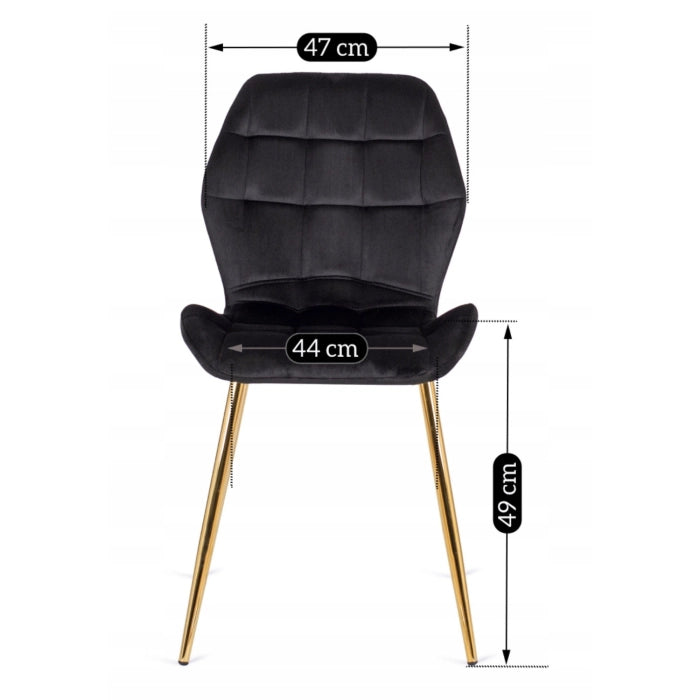 Elite TINGA Dining Set – 100 cm Black/Gold Table & 4 LUCKY Black Velvet Chairs