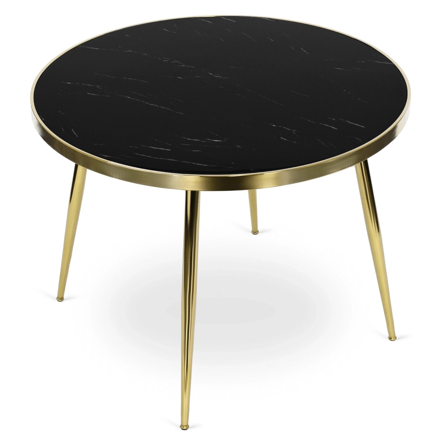 Elite TINGA Dining Set – 100 cm Black/Gold Table & 4 LUCKY Black Velvet Chairs