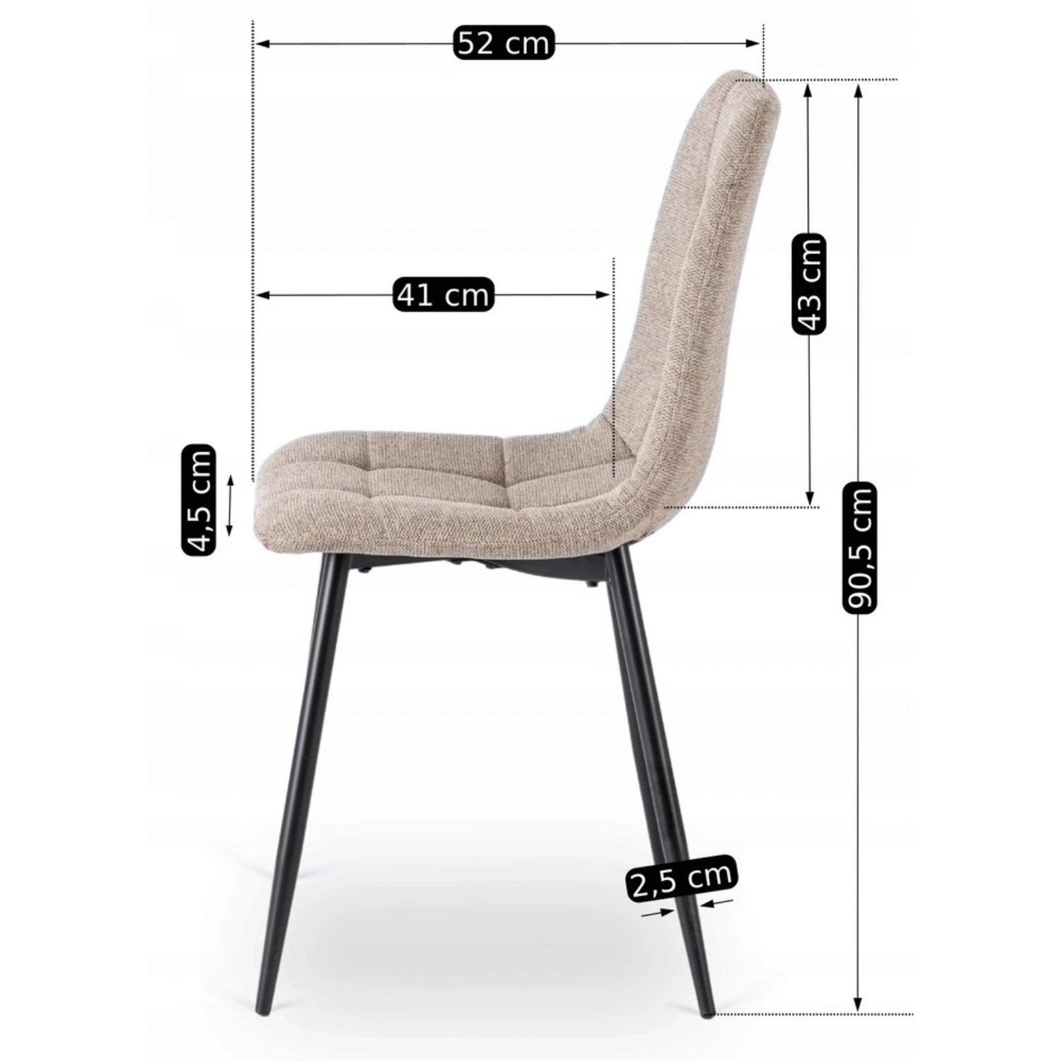 Elite VETTEL Dining Set – 120 cm Golden Oak/Black Table & 4 PERU 2 Beige Chairs