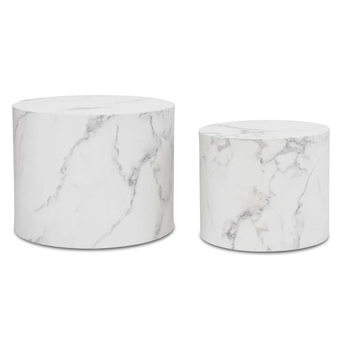Elite LEILA Coffee Table Set 43 cm / 53 cm White Marble Modern Glamour