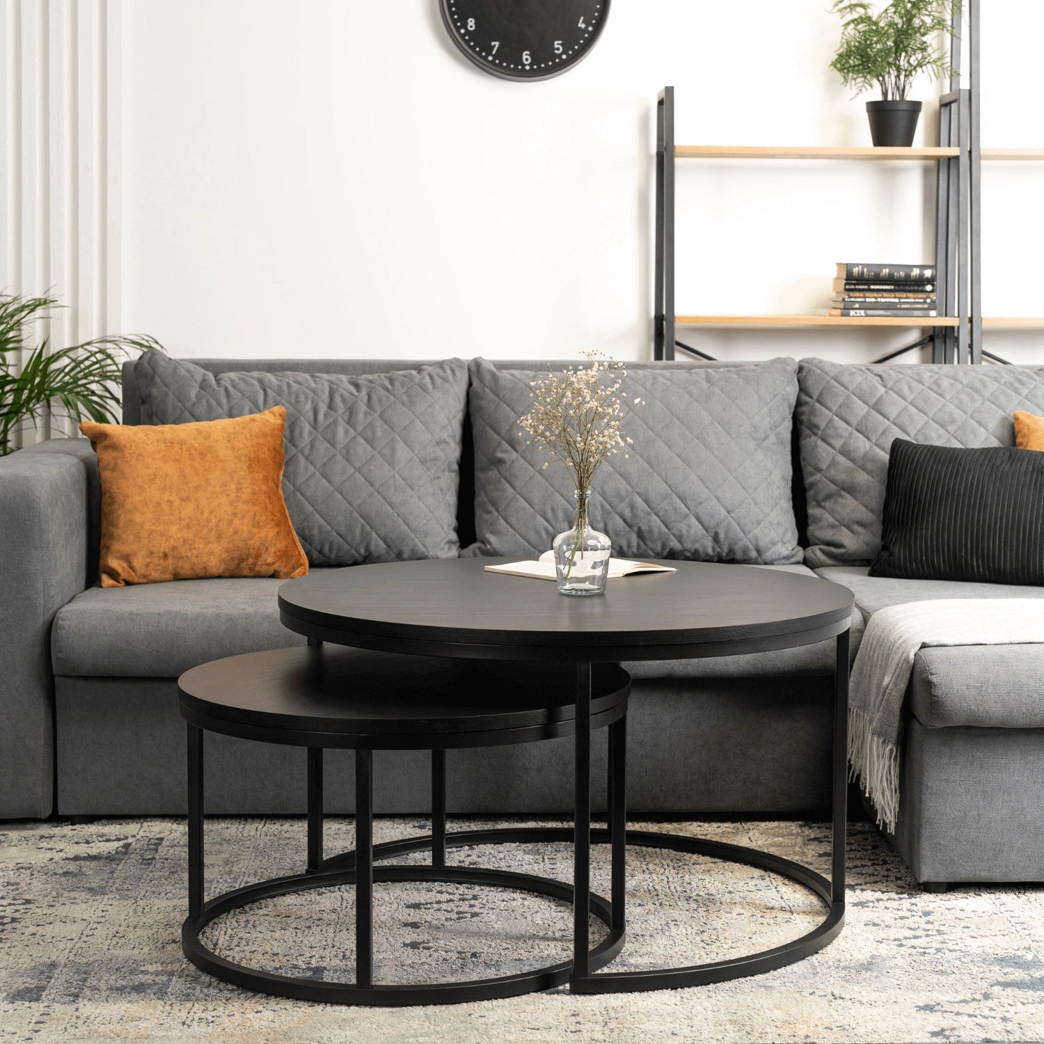 Elite MANU MAX Black Nesting Coffee Table Set