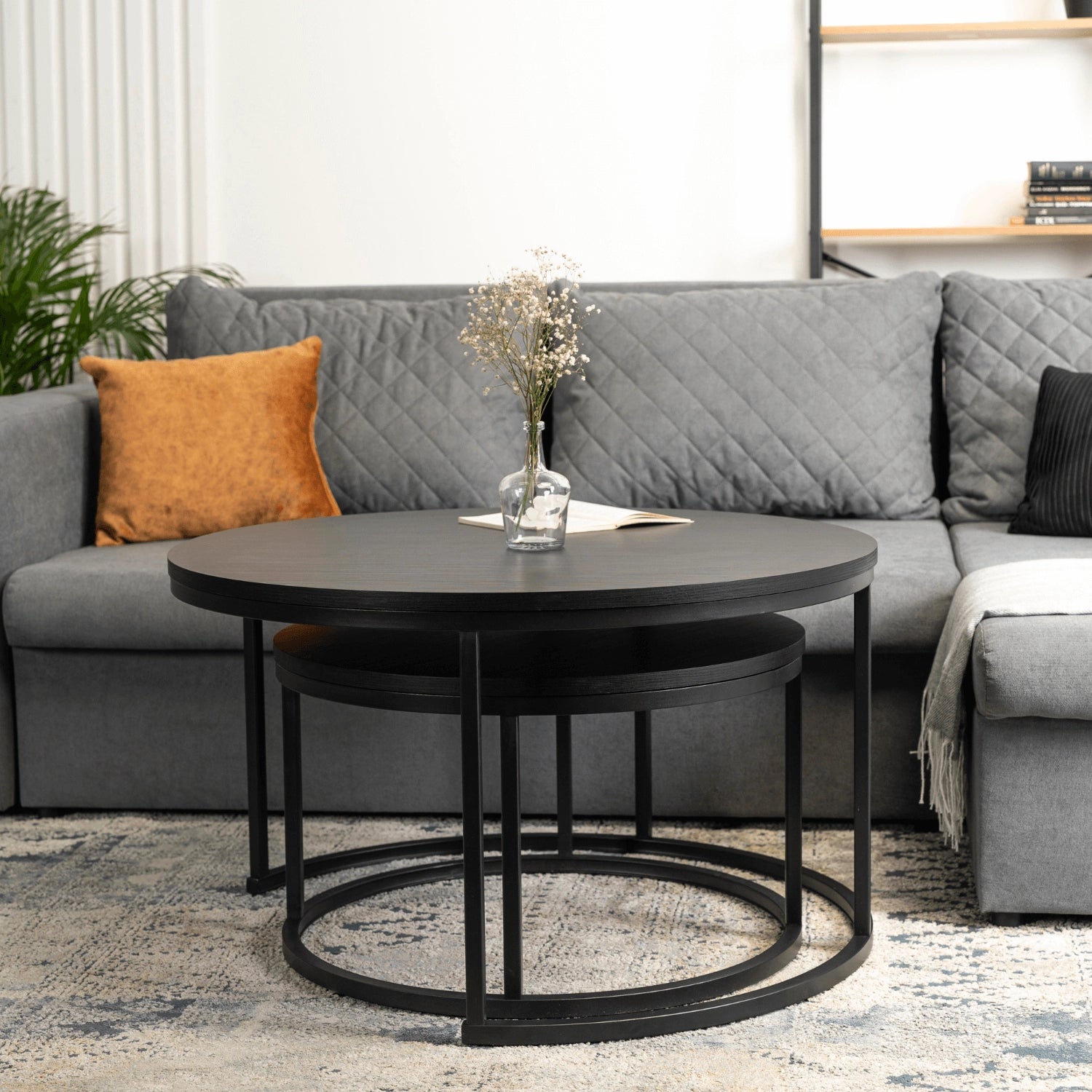 Elite MANU MAX Black Nesting Coffee Table Set